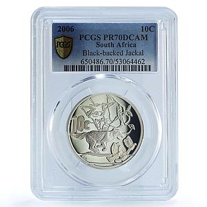 South Africa 10 cents Jackal KM-317 Wildlife Fauna Dog PR 70 PCGS Ag coin 2006