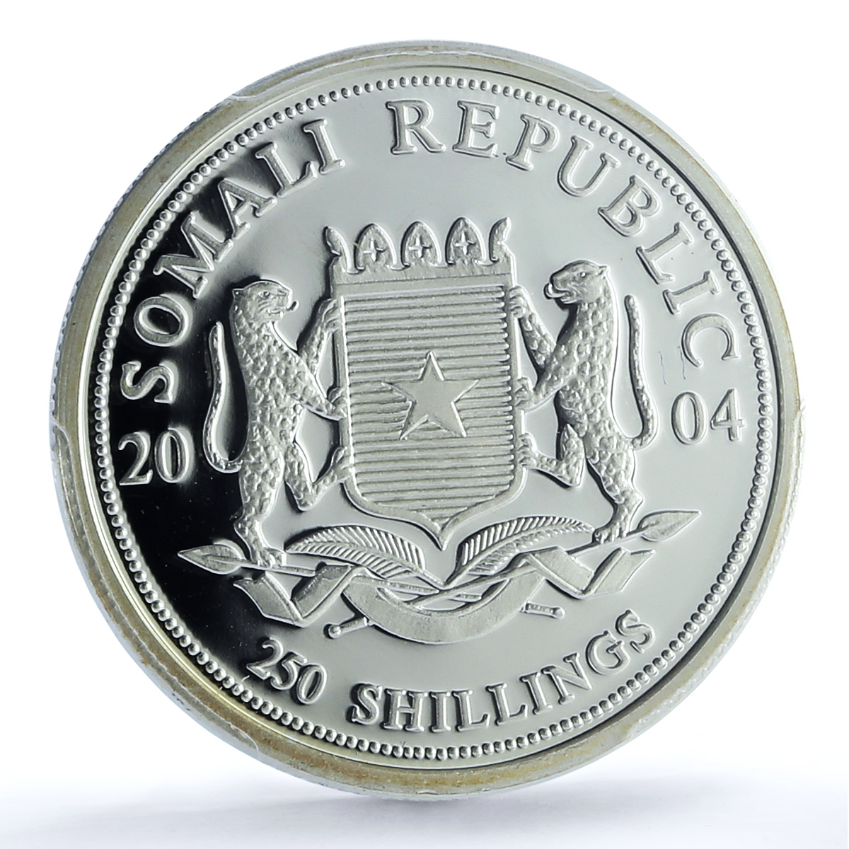 Somalia 250 shillings Elephant KM-185 Wildlife PR 70 PCGS silver coin 2004