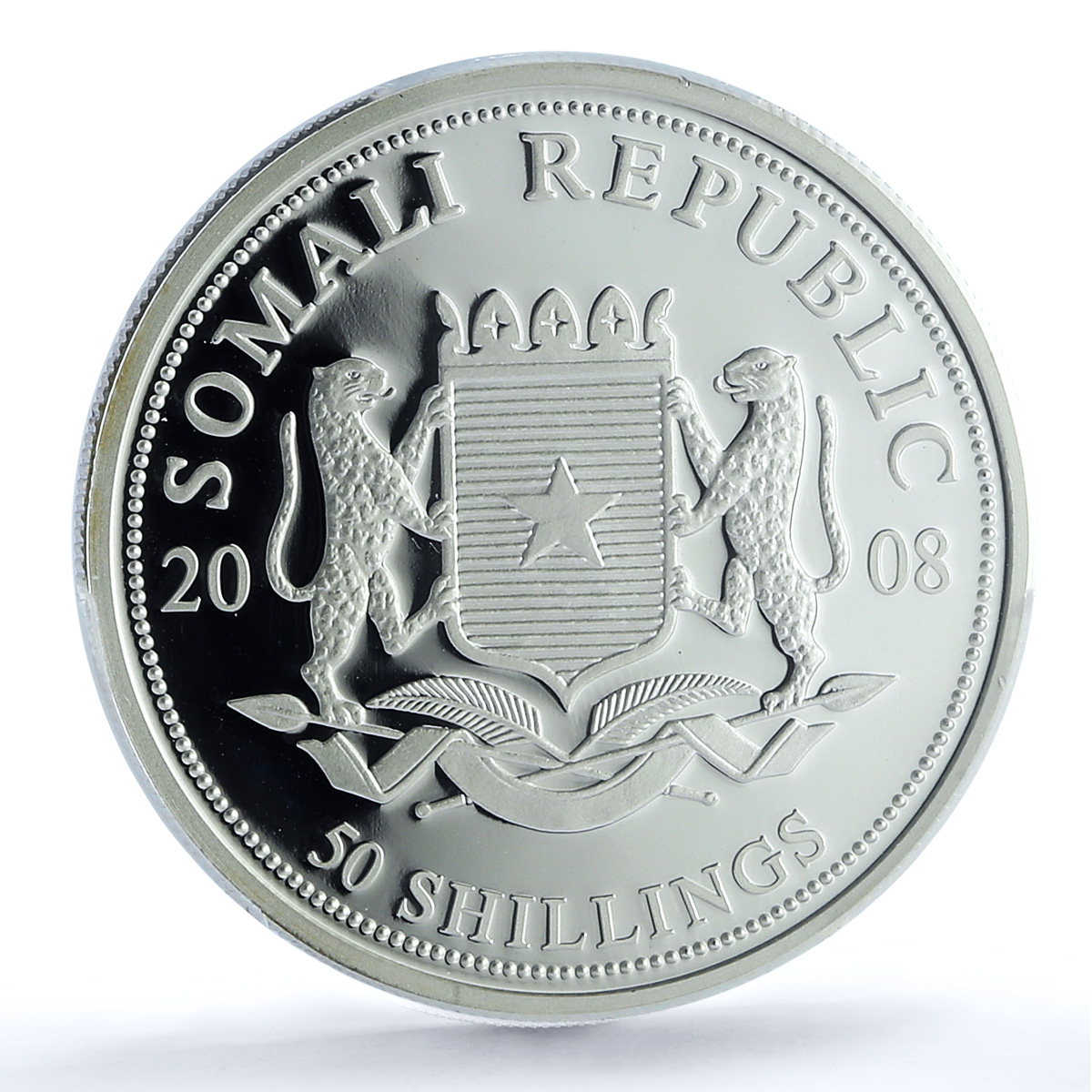 Somalia 50 shillings Elephant KM-206 Wildlife PR 70 PCGS silver coin 2008