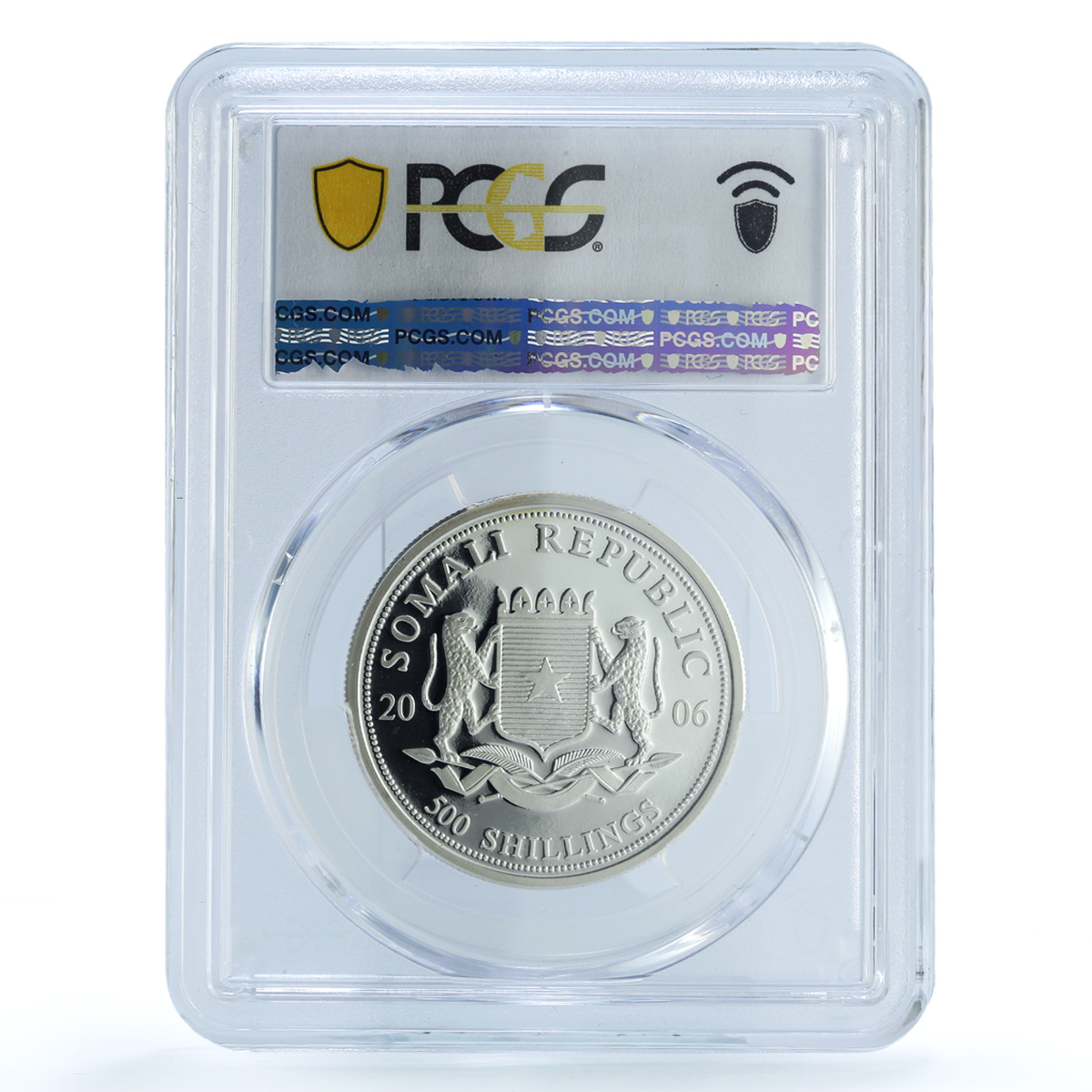 Somalia 500 shillings Elephant KM-198 Wildlife PR 70 PCGS silver coin 2006 Somalia 500 shillings Elephant KM-198 Wildlife PR 70 PCGS silver coin 2006