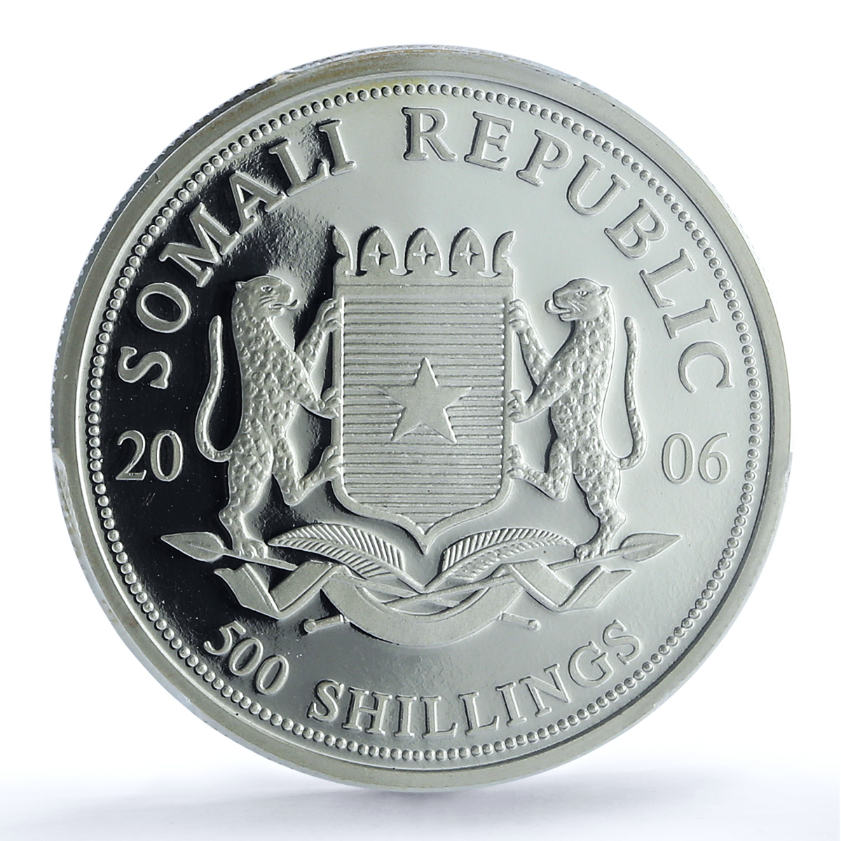Somalia 500 shillings Elephant KM-198 Wildlife PR 70 PCGS silver coin 2006 Somalia 500 shillings Elephant KM-198 Wildlife PR 70 PCGS silver coin 2006