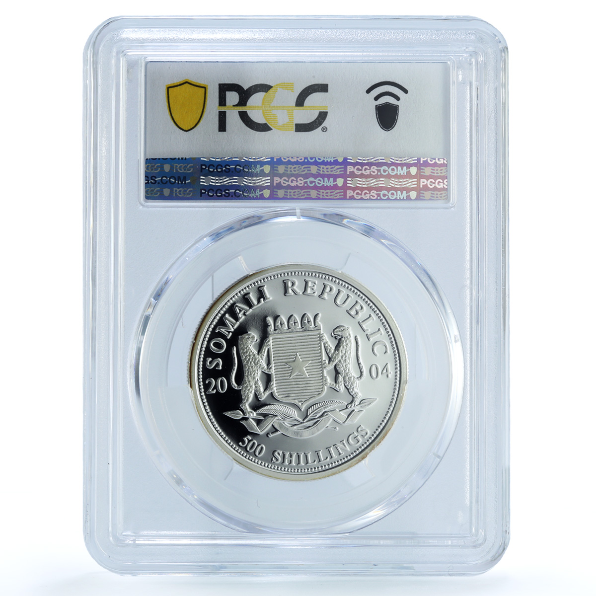 Somalia 500 shillings Elephant KM-186 Wildlife PR 69 PCGS silver coin 2004