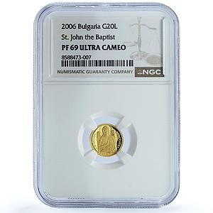 Bulgaria 20 leva St. John the Baptist KM-287 Religion PF 69 NGC gold coin 2006