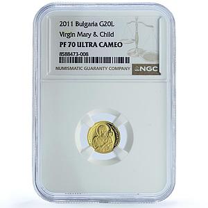 Bulgaria 20 leva Virgin Mary Wayshower KM-317 Religion PF 70 NGC gold coin 2011