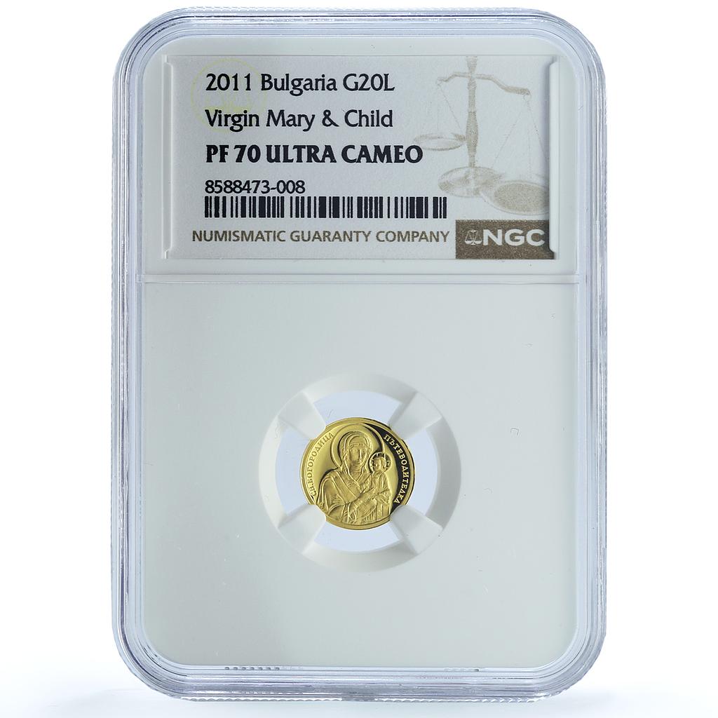 Bulgaria 20 leva Virgin Mary Wayshower KM-317 Religion PF 70 NGC gold coin 2011
