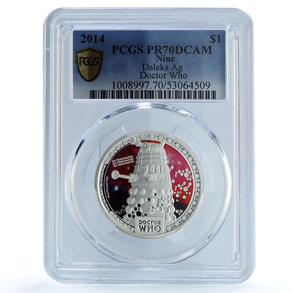 Niue 1 dollar Daleks Doctor Who Cinema PR 70 PCGS silver coin 2014 Niue 1 dollar Daleks Doctor Who Cinema PR 70 PCGS silver coin 2014