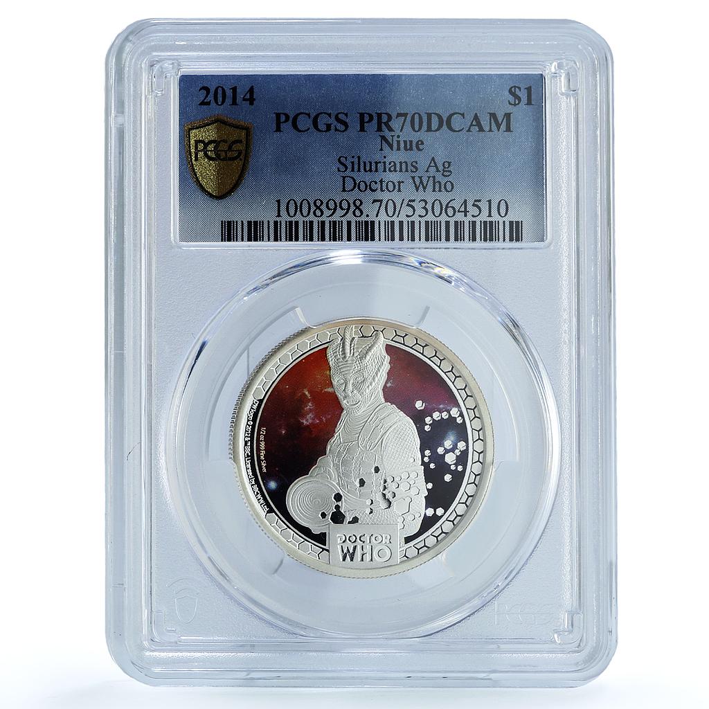 Niue 1 dollar Silurians Doctor Who Cinema PR 70 PCGS silver coin 2014 Niue 1 dollar Silurians Doctor Who Cinema PR 70 PCGS silver coin 2014