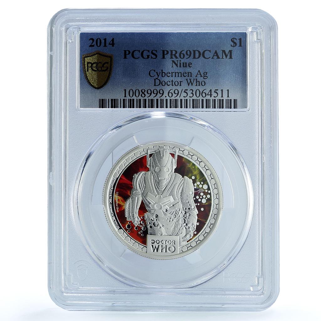 Niue 1 dollar Cybermen Doctor Who Cinema PR 69 PCGS silver coin 2014 Niue 1 dollar Cybermen Doctor Who Cinema PR 69 PCGS silver coin 2014