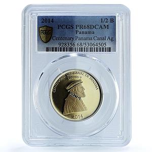 Panama 1/2 balboa Canal Centenary KM-145a Carlos V PR 68 PCGS silver coin 2014