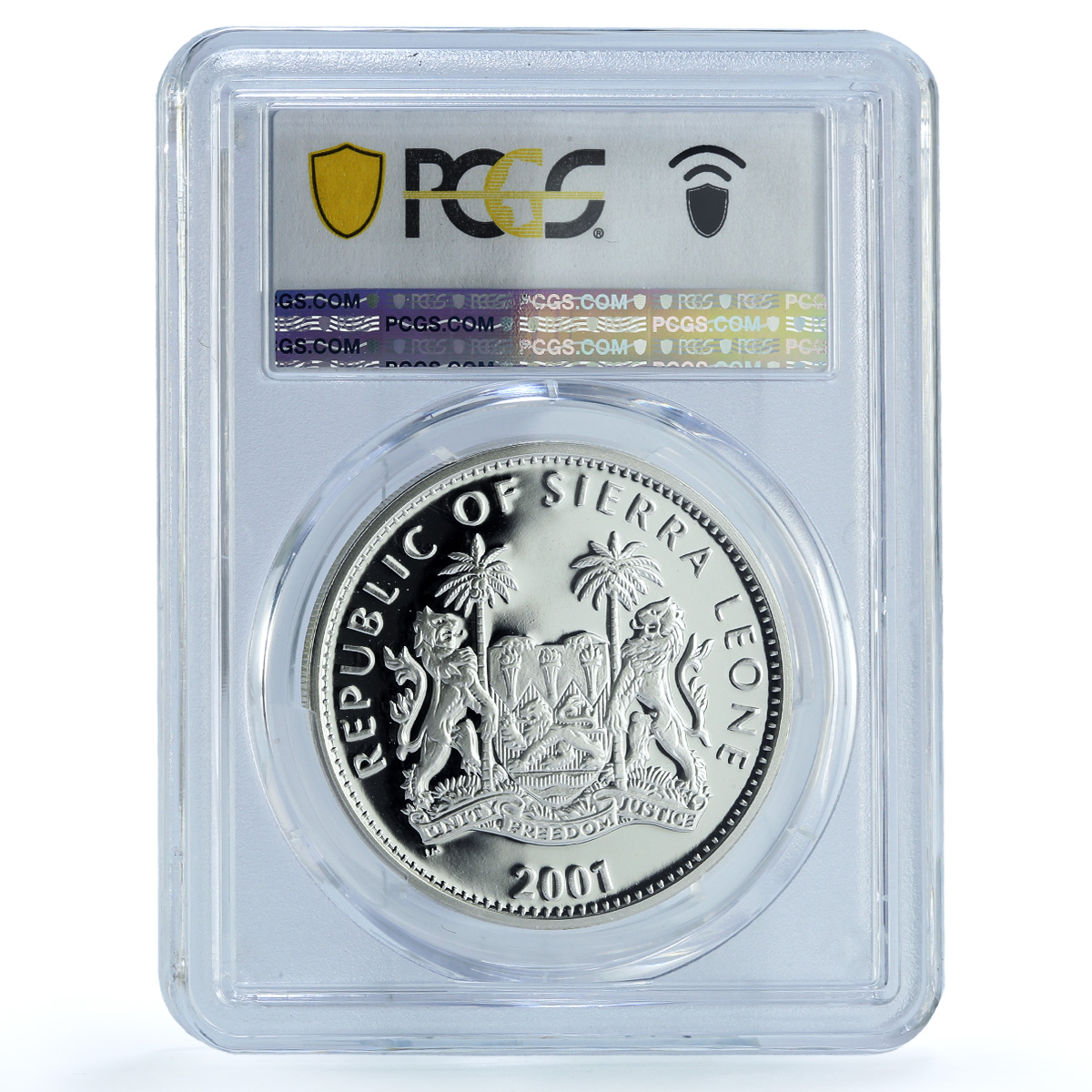 Sierra Leone 10 dollars Rhinoceros KM-248 Fauna PR 70 PCGS silver coin 2001 Sierra Leone 10 dollars Rhinoceros KM-248 Fauna PR 70 PCGS silver coin 2001