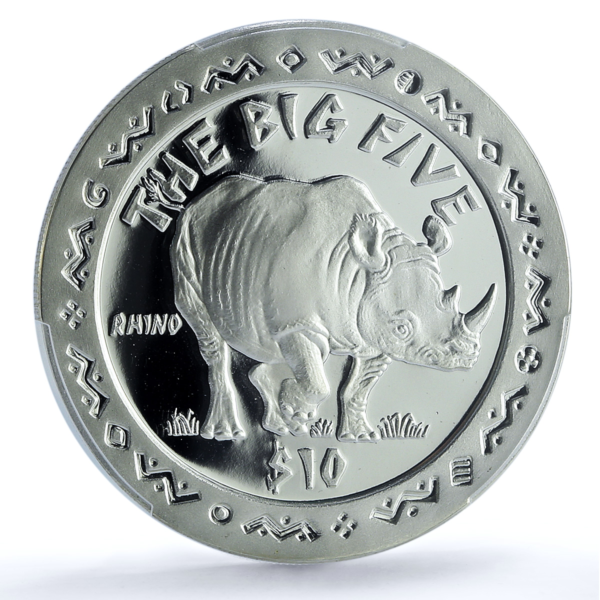 Sierra Leone 10 dollars Rhinoceros KM-248 Fauna PR 70 PCGS silver coin 2001 Sierra Leone 10 dollars Rhinoceros KM-248 Fauna PR 70 PCGS silver coin 2001