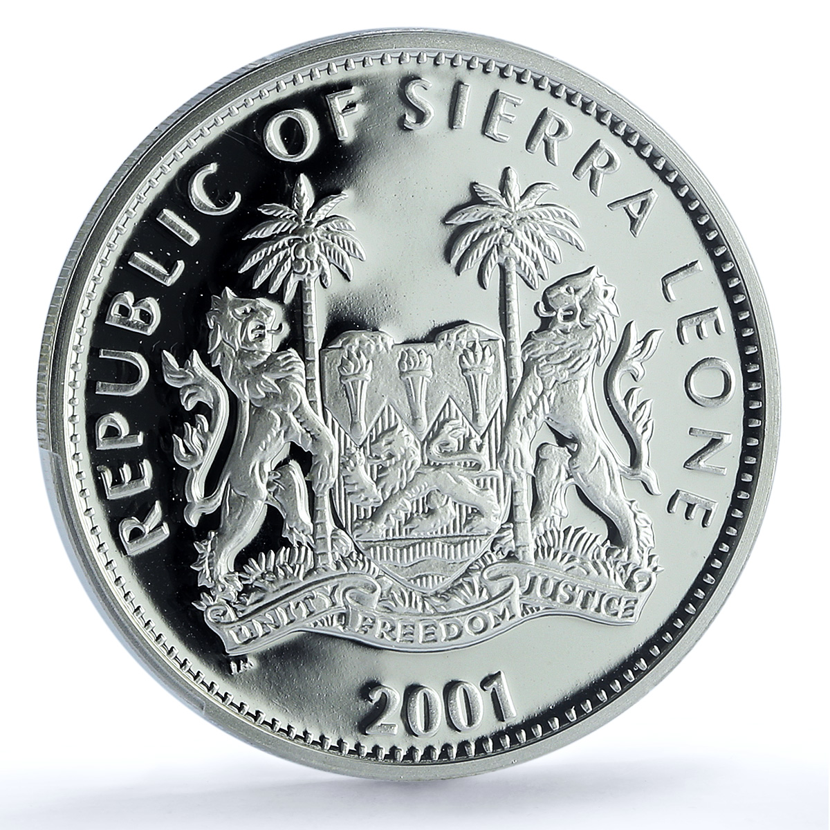 Sierra Leone 10 dollars Rhinoceros KM-248 Fauna PR 70 PCGS silver coin 2001 Sierra Leone 10 dollars Rhinoceros KM-248 Fauna PR 70 PCGS silver coin 2001