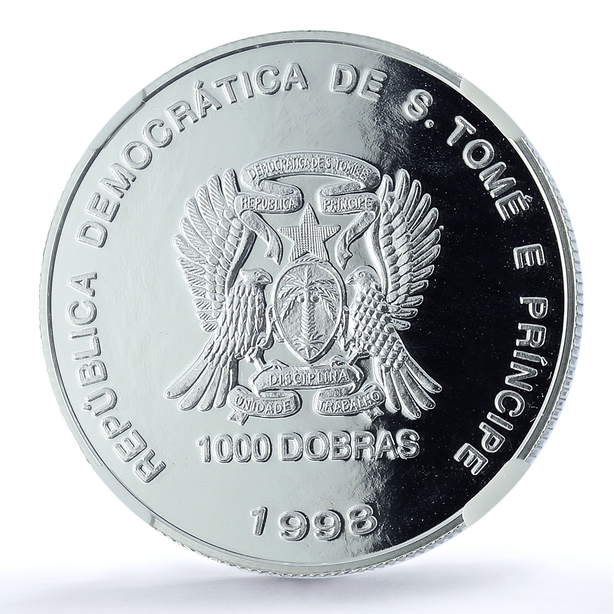 Sao Tome 1000 dobras Butterfly Hologram KM-82 Fauna PF 69 NGC silver coin 1998 Sao Tome 1000 dobras Butterfly Hologram KM-82 Fauna PF 69 NGC silver coin 1998