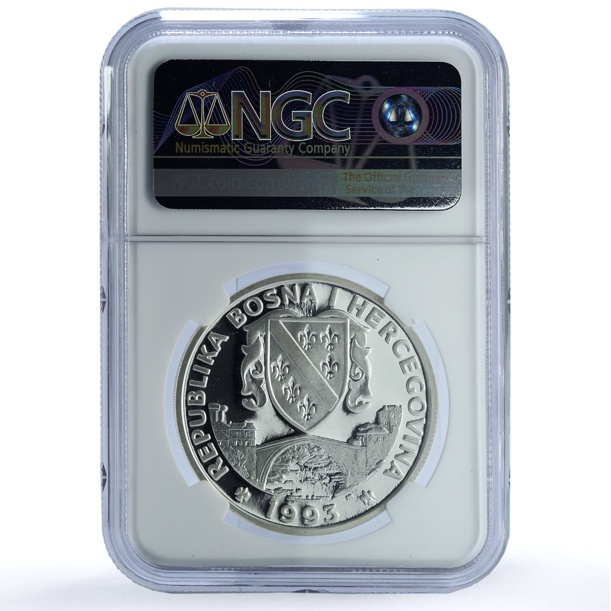 Bosnia 750 dinara Tyrannosaurus Rex KM-5 Dinosaurs PF 68 NGC silver coin 1997 Bosnia 750 dinara Tyrannosaurus Rex KM-5 Dinosaurs PF 68 NGC silver coin 1997
