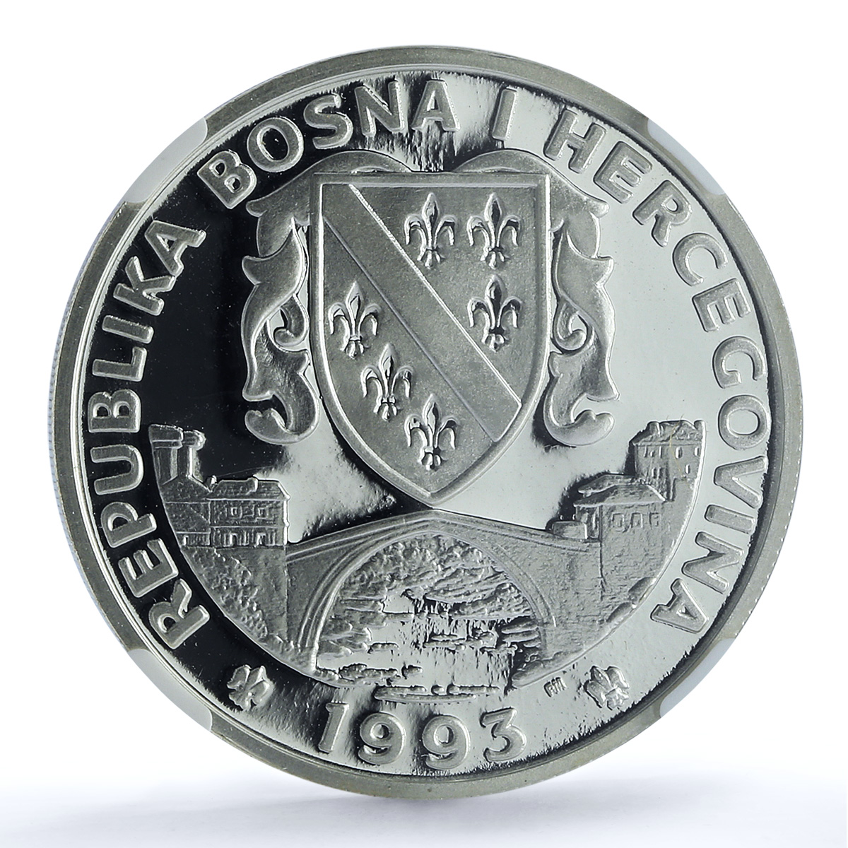 Bosnia 750 dinara Tyrannosaurus Rex KM-5 Dinosaurs PF 68 NGC silver coin 1997 Bosnia 750 dinara Tyrannosaurus Rex KM-5 Dinosaurs PF 68 NGC silver coin 1997