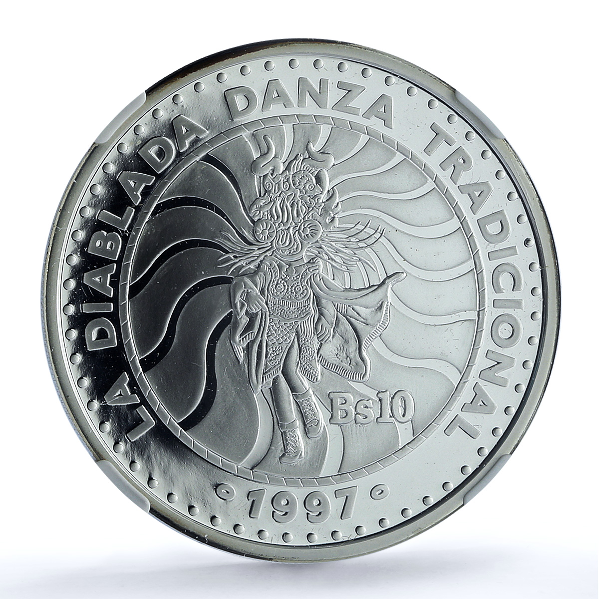Bolivia 10 bolivianos Diablada Ibero-American Dances PF 70 NGC silver coin 1997 Bolivia 10 bolivianos Diablada Ibero-American Dances PF 70 NGC silver coin 1997