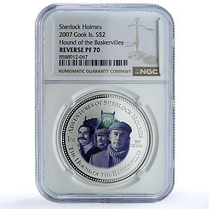 Cook Islands 2 dollars Hound Baskervilles Sherlock MS 70 NGC silver coin 2007