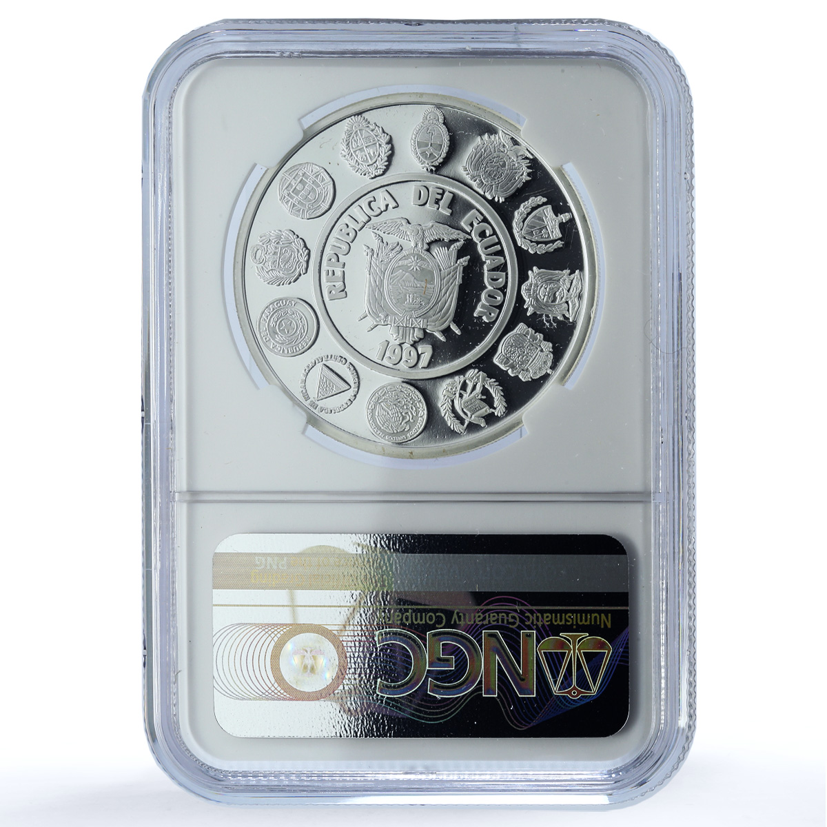 Ecuador 5000 sucres Native Costumes Ibero-American PF 69 NGC silver coin 1997