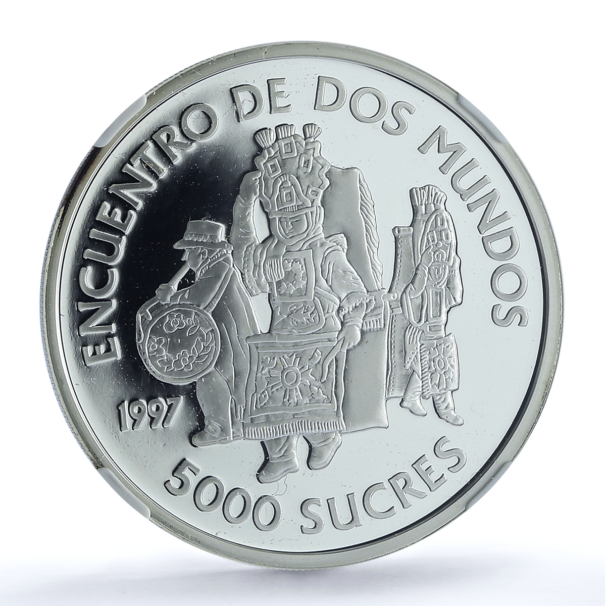 Ecuador 5000 sucres Native Costumes Ibero-American PF 69 NGC silver coin 1997