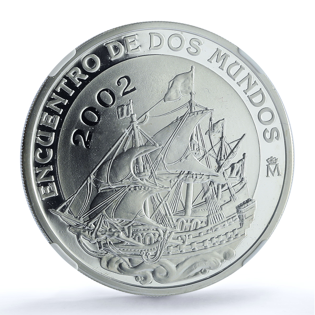 Spain 10 euros Galleon Ibero-American Navigation Ship PF 69 NGC silver coin 2002