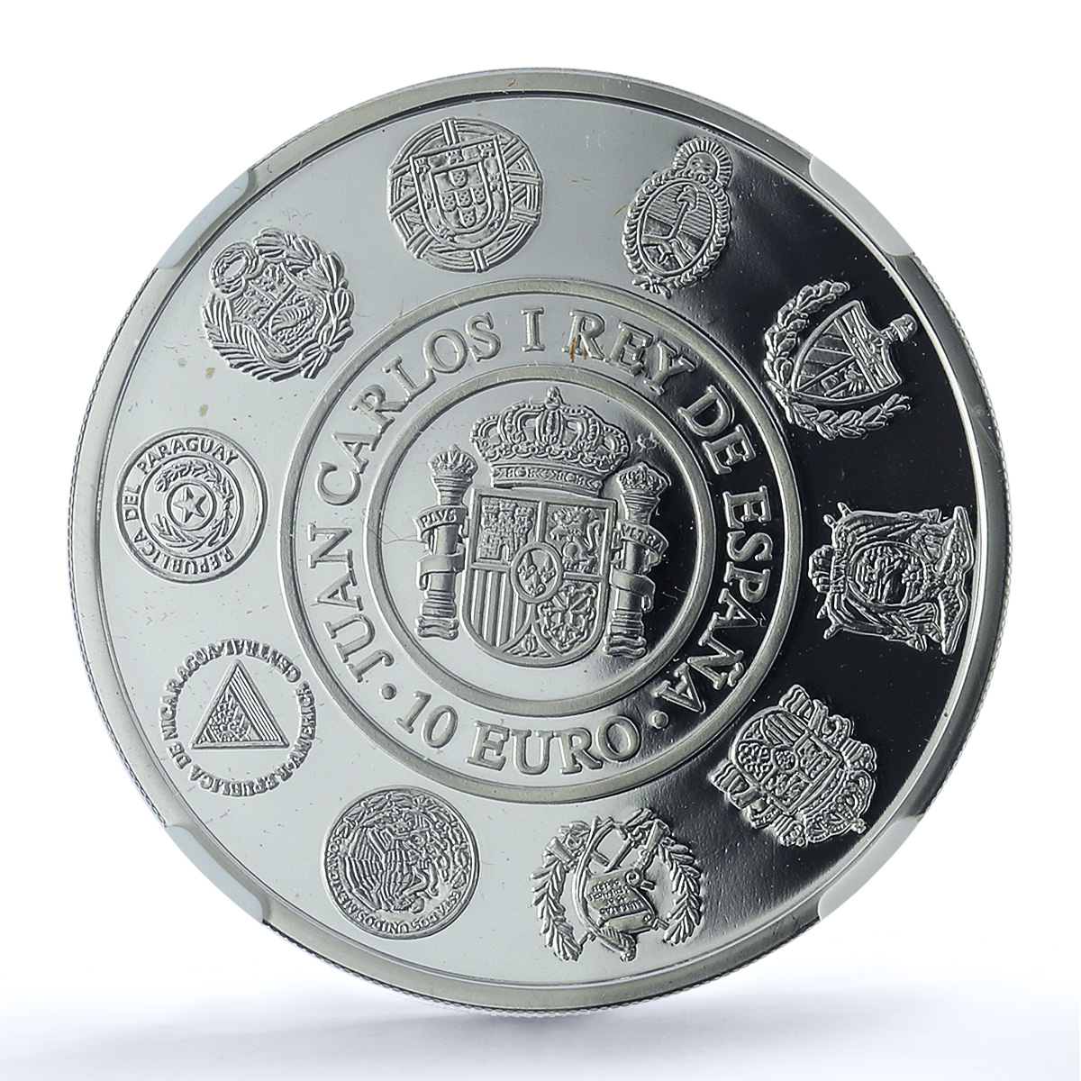 Spain 10 euros Galleon Ibero-American Navigation Ship PF 69 NGC silver coin 2002