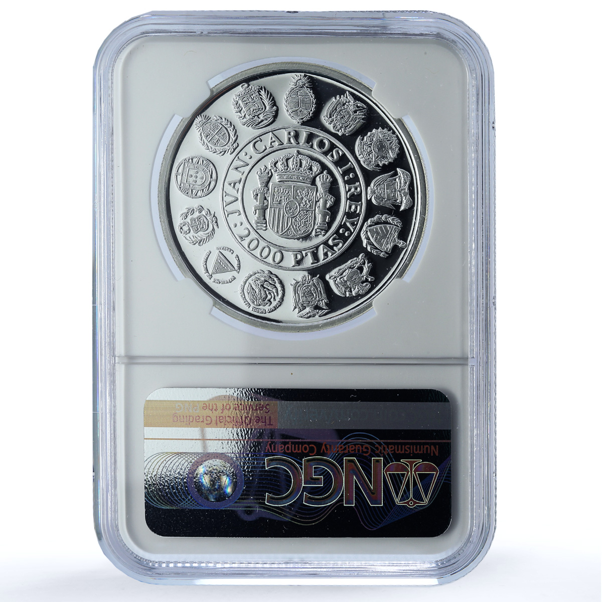 Spain 2000 pesetas Pillar Dollar KM-891 Ibero-American PF69 NGC silver coin 1991