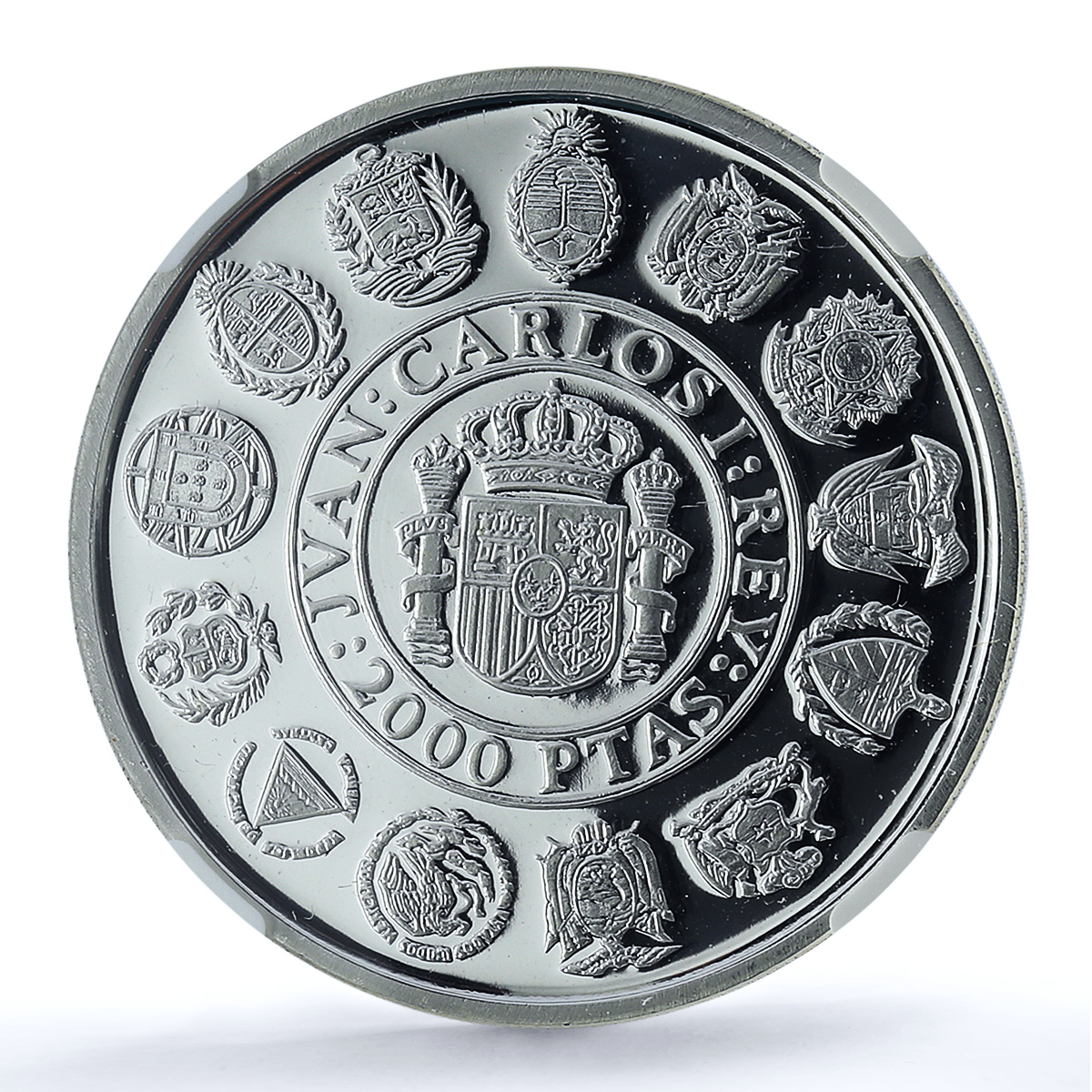 Spain 2000 pesetas Pillar Dollar KM-891 Ibero-American PF69 NGC silver coin 1991