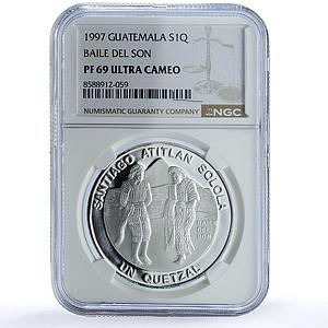 Guatemala 1 quetzal Baile Son Ibero-American Dances PF 69 NGC silver coin 1997