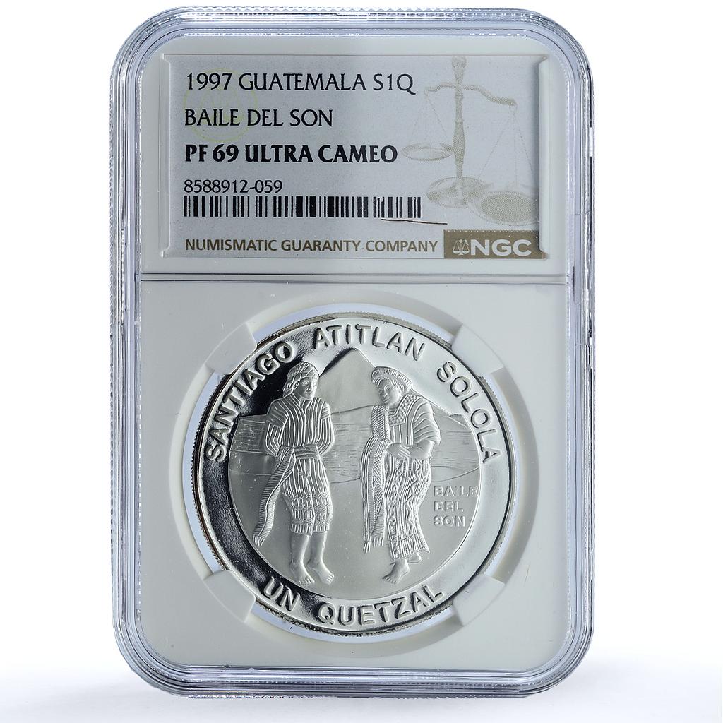 Guatemala 1 quetzal Baile Son Ibero-American Dances PF 69 NGC silver coin 1997