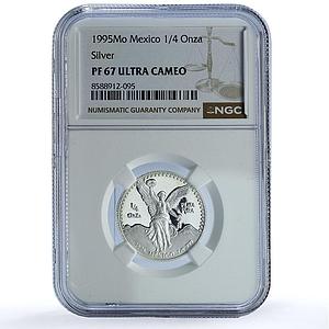 Mexico 1/4 onza Libertad Angel of Independence KM-544 PF 67 NGC silver coin 1995