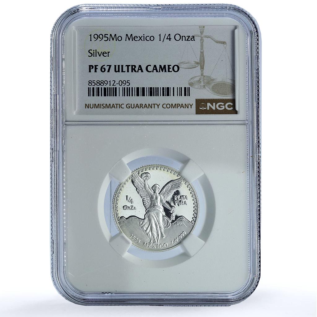 Mexico 1/4 onza Libertad Angel of Independence KM-544 PF 67 NGC silver coin 1995 Mexico 1/4 onza Libertad Angel of Independence KM-544 PF 67 NGC silver coin 1995