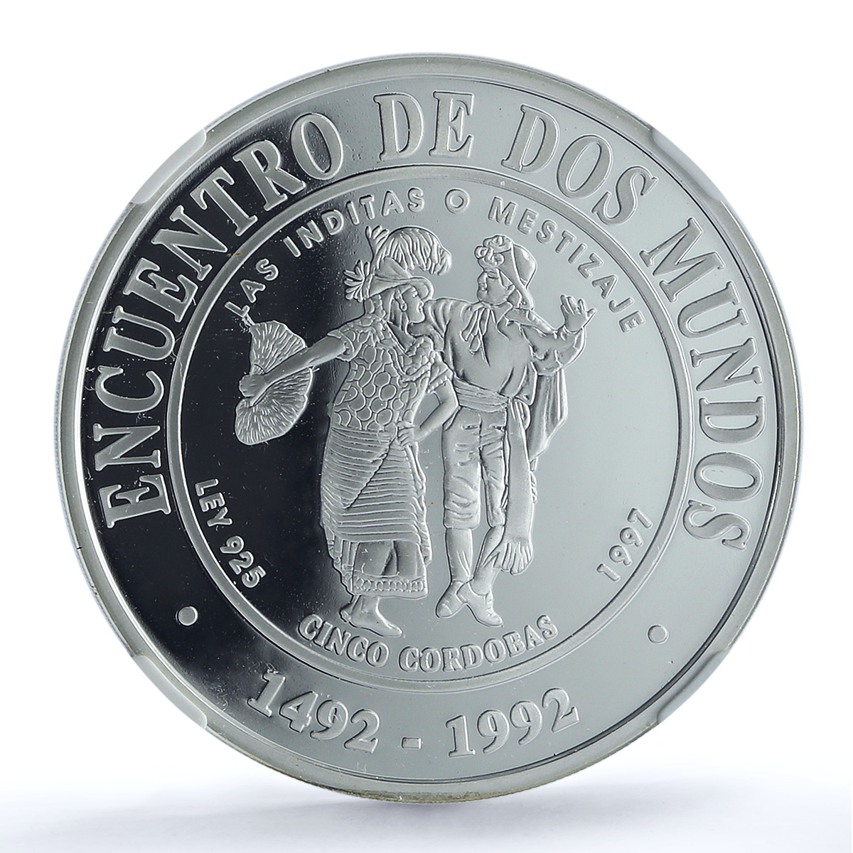 Nicaragua 5 cordobas Inditas Ibero-American Dances PF 69 NGC silver coin 1997 Nicaragua 5 cordobas Inditas Ibero-American Dances PF 69 NGC silver coin 1997