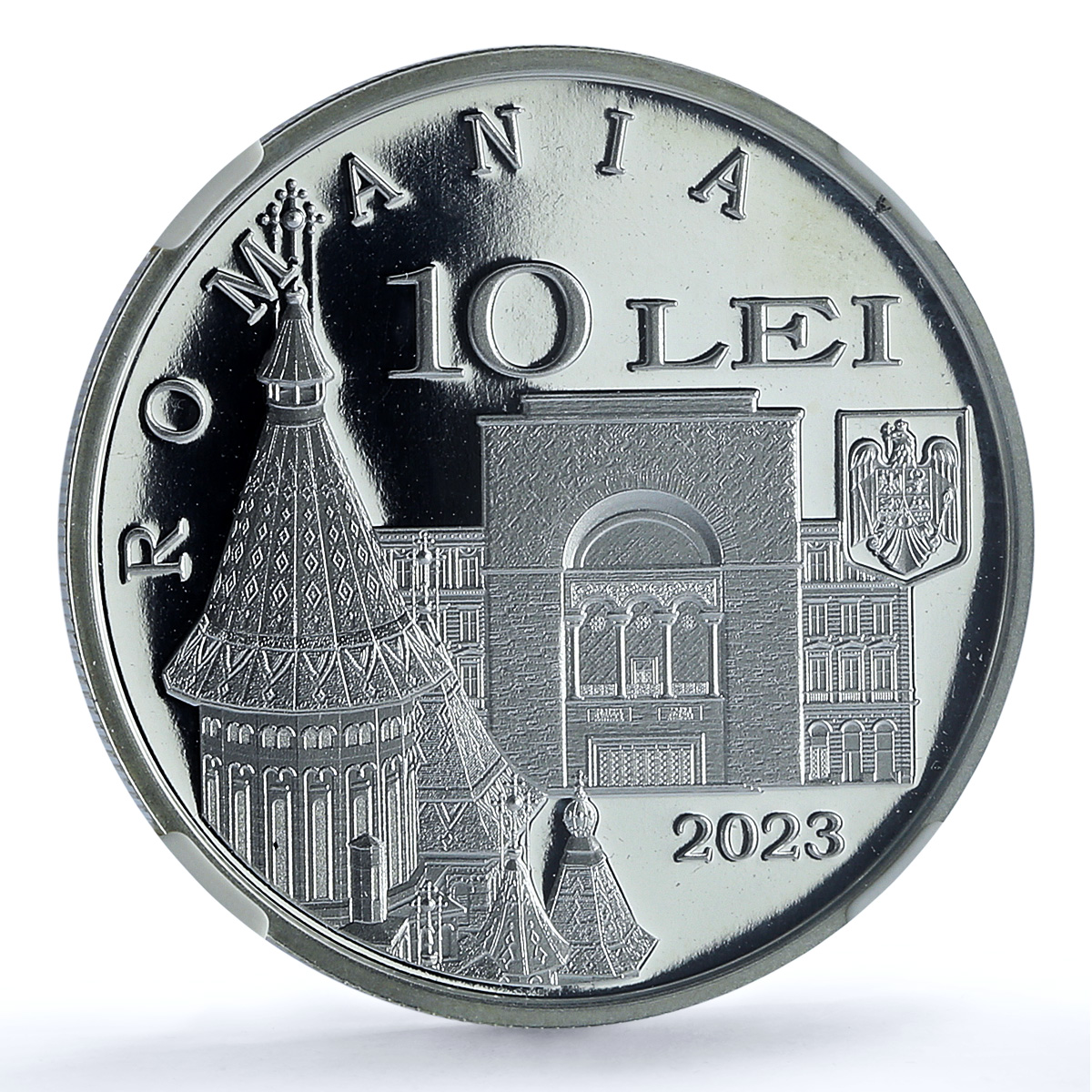Romania 10 lei Timisoara KM-513 City Architecture PF 67 NGC silver coin 2023
