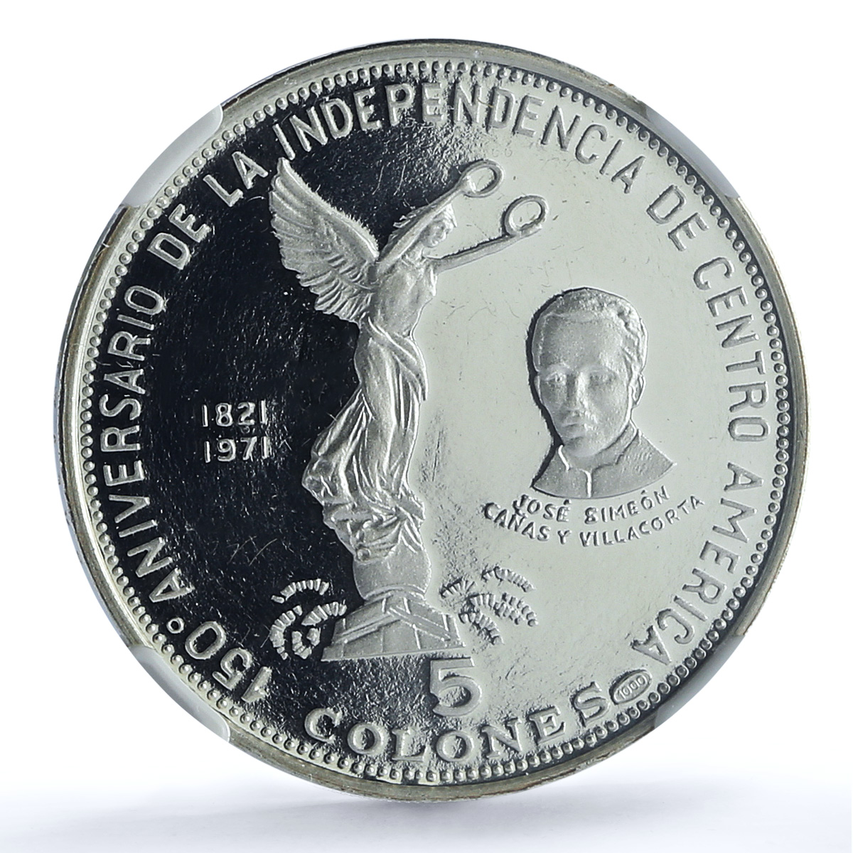 El Salvador 5 colones Independence KM-142 Jose Simeon PF 68 NGC silver coin 1971 El Salvador 5 colones Independence KM-142 Jose Simeon PF 68 NGC silver coin 1971