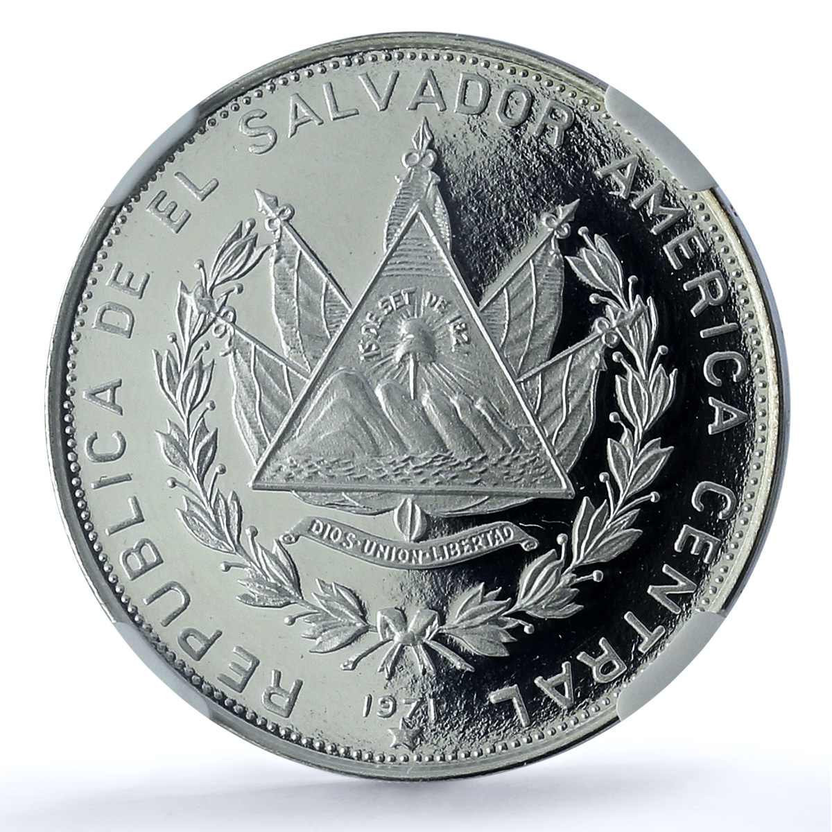 El Salvador 5 colones Independence KM-142 Jose Simeon PF 68 NGC silver coin 1971 El Salvador 5 colones Independence KM-142 Jose Simeon PF 68 NGC silver coin 1971