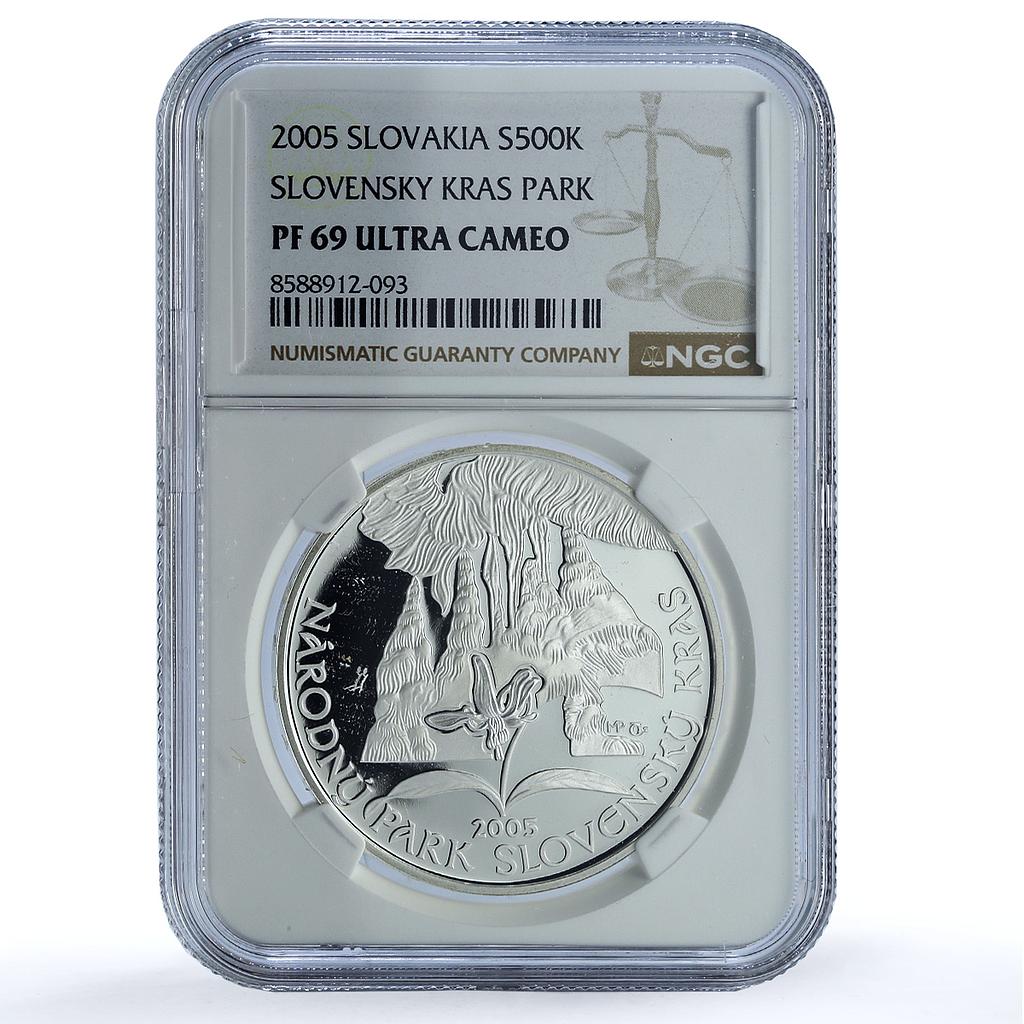 Slovakia 500 korun Kras Park KM-85 Flora Flower PF 69 NGC silver coin 2005 Slovakia 500 korun Kras Park KM-85 Flora Flower PF 69 NGC silver coin 2005