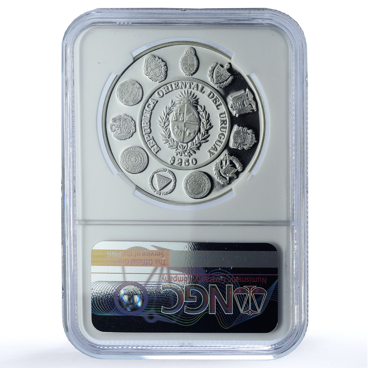 Uruguay 250 pesos Man Horse KM- 117 Ibero-American PF 69 NGC silver coin 2000