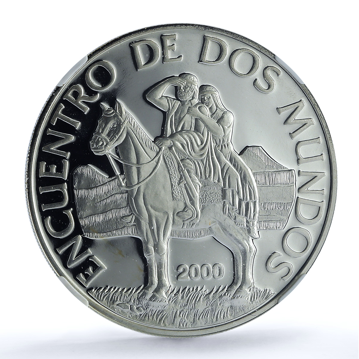 Uruguay 250 pesos Man Horse KM- 117 Ibero-American PF 69 NGC silver coin 2000