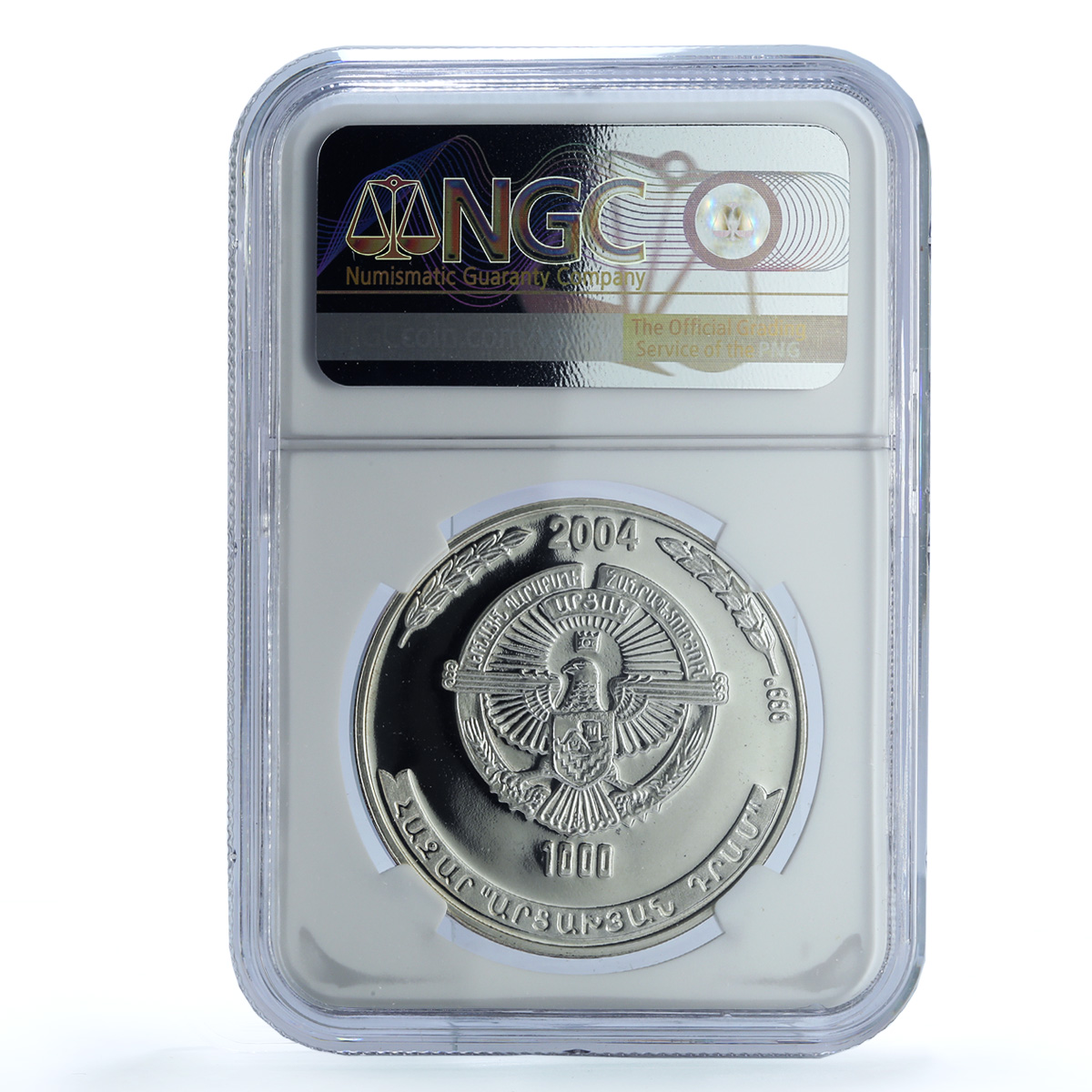 Artsakh Karabakh 1000 dram Leopard KM-19 Fauna Cat PF 69 NGC silver coin 2004