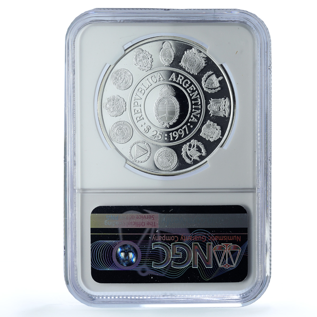 Argentina 25 pesos Zamba KM- 123 Ibero-American Dances PF69 NGC silver coin 1997