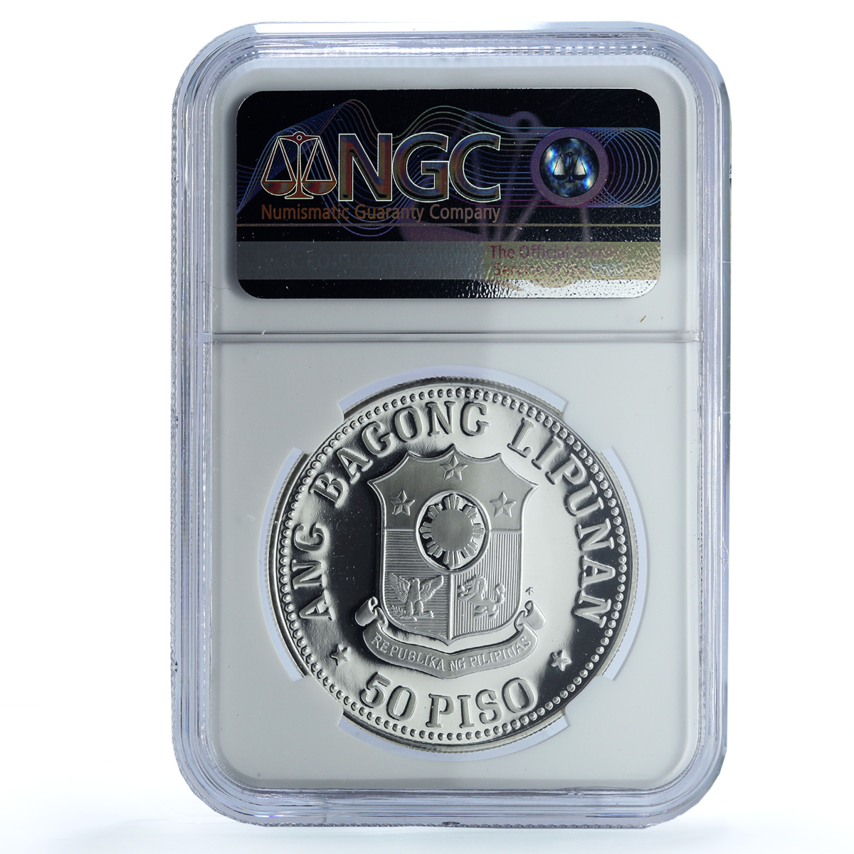 Philippines 50 piso Security Plant Complex KM-218 PF 69 NGC silver coin 1977