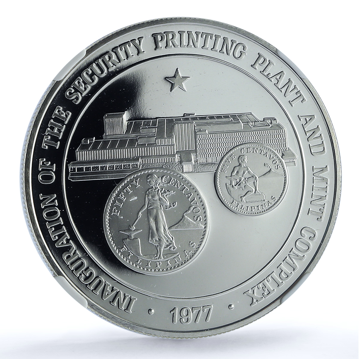 Philippines 50 piso Security Plant Complex KM-218 PF 69 NGC silver coin 1977