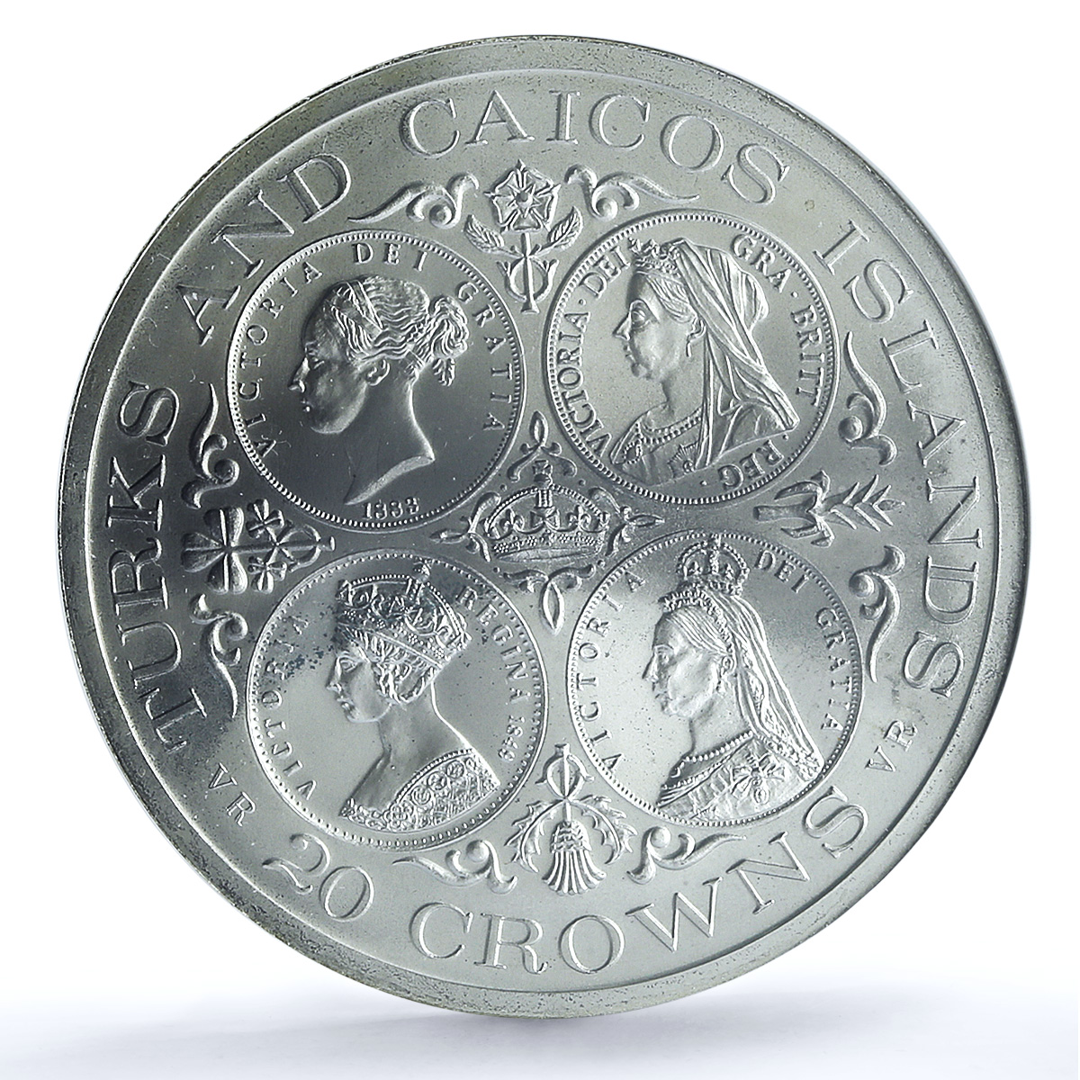 Turks Caicos Islands 20 crowns Queen Victoria KM-14 MS 69 NGC silver coin 1976 Turks Caicos Islands 20 crowns Queen Victoria KM-14 MS 69 NGC silver coin 1976