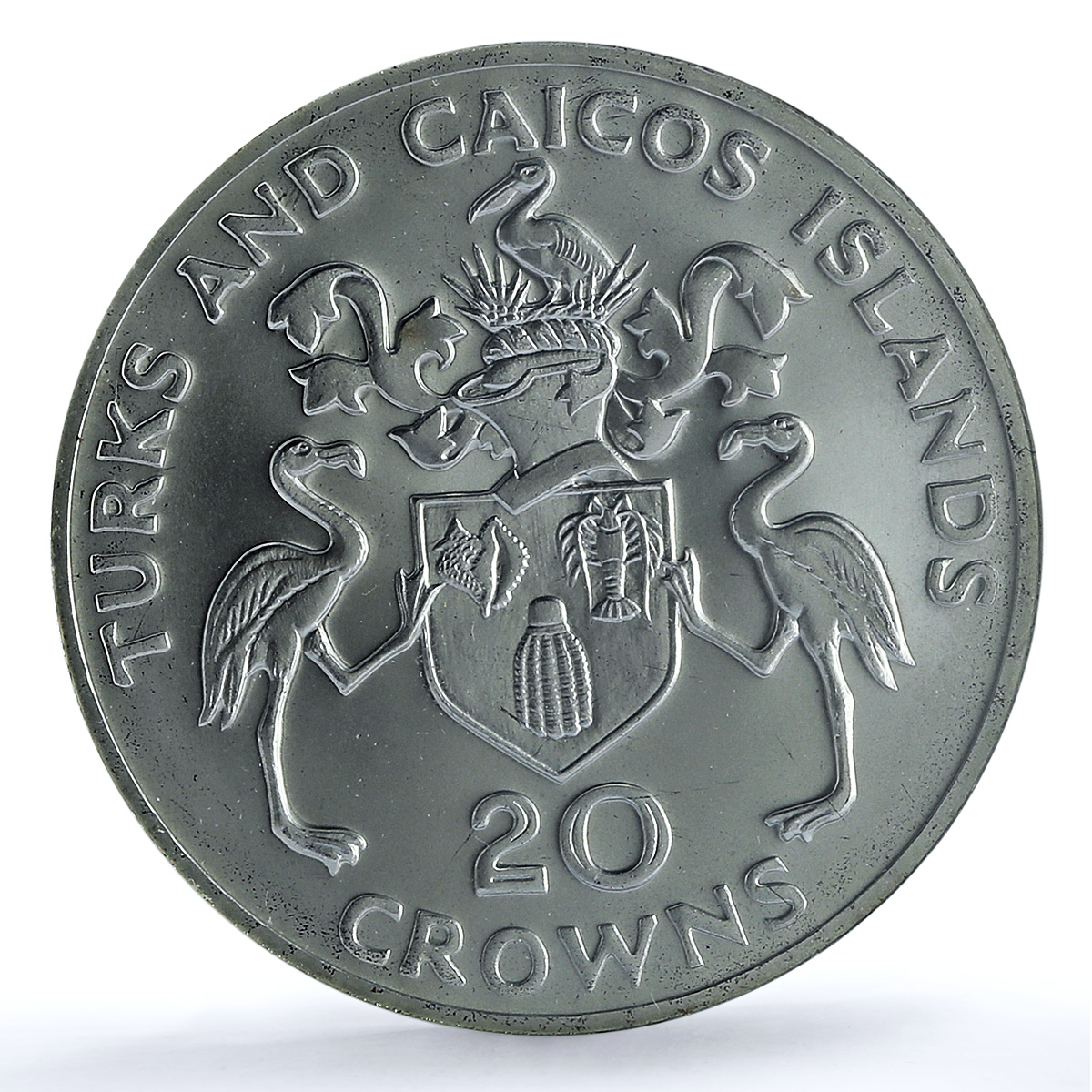 Turks Caicos Islands 20 crowns Churchill KM-2 MS 69 NGC silver coin 1974 Turks Caicos Islands 20 crowns Churchill KM-2 MS 69 NGC silver coin 1974