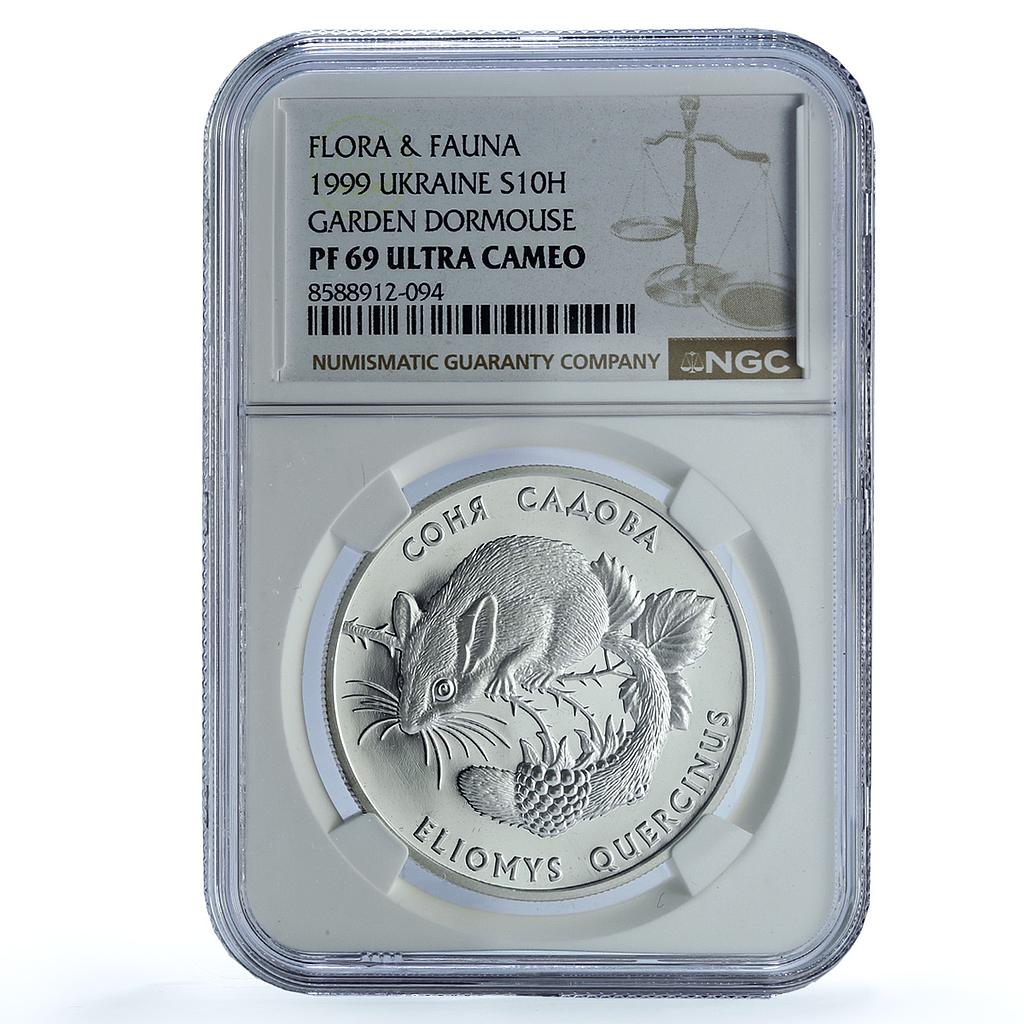 Ukraine 10 hryvnias Garden Dormouse KM-89 Fauna PF 69 NGC silver coin 1999 Ukraine 10 hryvnias Garden Dormouse KM-89 Fauna PF 69 NGC silver coin 1999