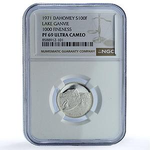 Dahomey Benin 100 francs Independence KM-1.3 Ganvie PF 69 NGC silver coin 1971