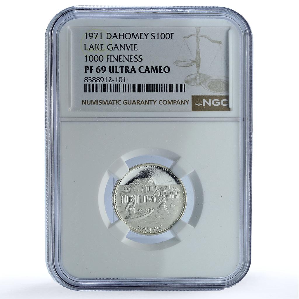 Dahomey Benin 100 francs Independence KM-1.3 Ganvie PF 69 NGC silver coin 1971