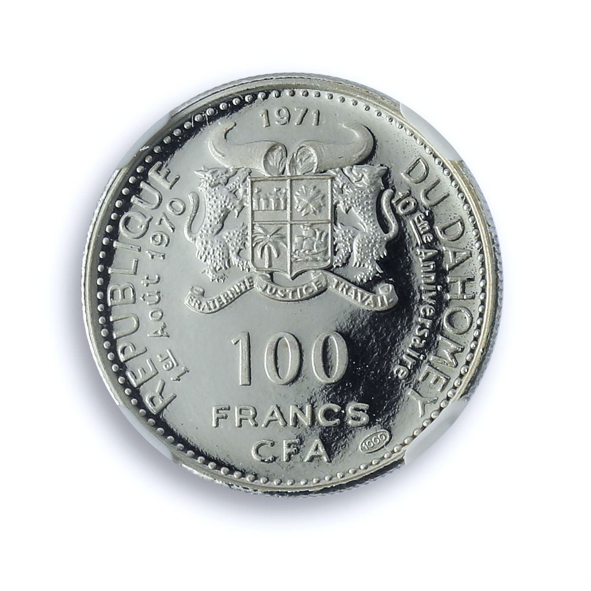 Dahomey Benin 100 francs Independence KM-1.3 Ganvie PF 69 NGC silver coin 1971