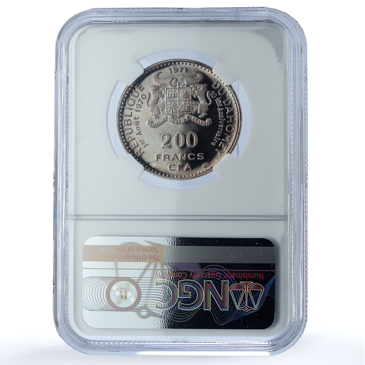 Dahomey Benin 200 francs Independence 1 AR Femme Abomey PF 69 NGC Ag coin 1971 Dahomey Benin 200 francs Independence 1 AR Femme Abomey PF 69 NGC Ag coin 1971