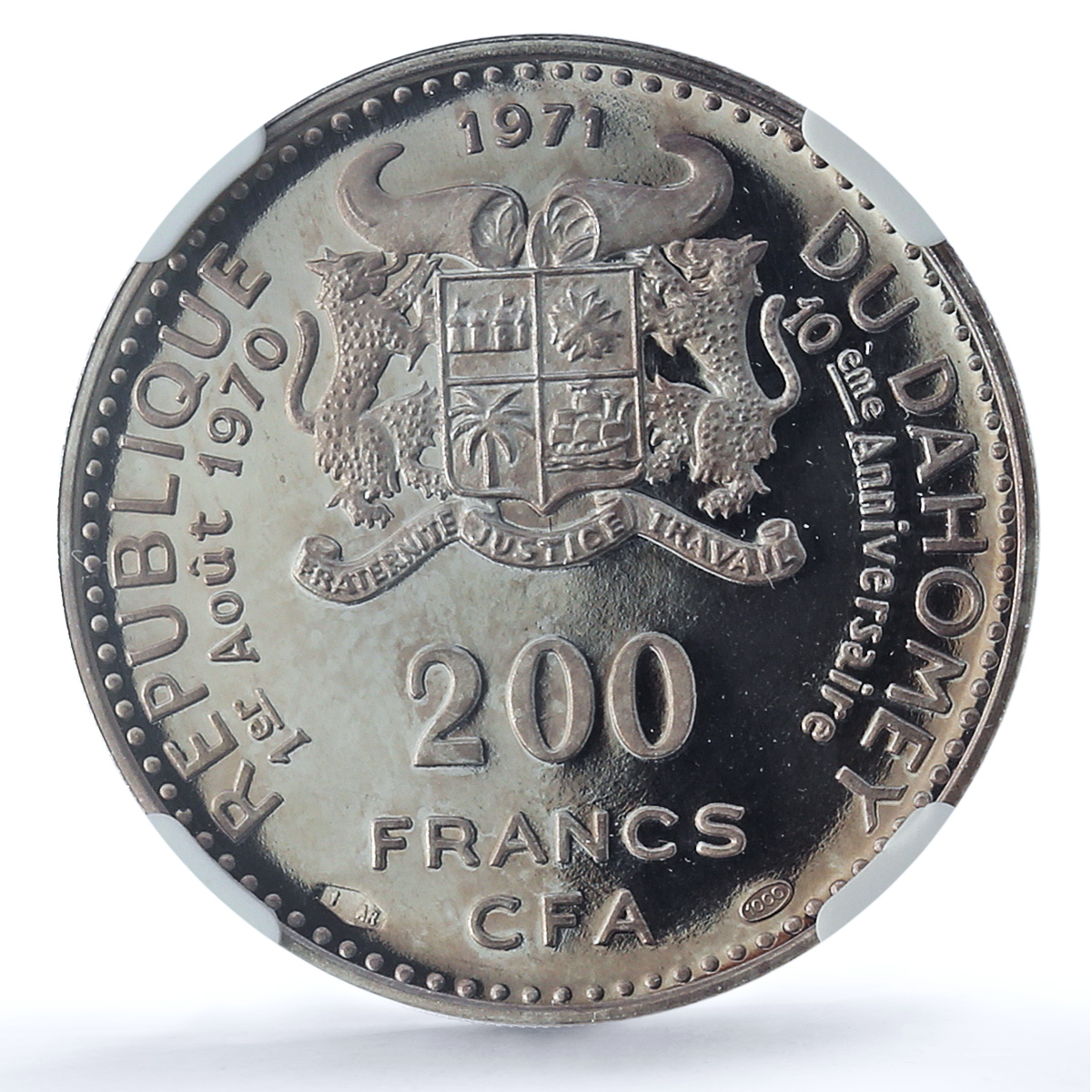 Dahomey Benin 200 francs Independence 1 AR Femme Abomey PF 69 NGC Ag coin 1971 Dahomey Benin 200 francs Independence 1 AR Femme Abomey PF 69 NGC Ag coin 1971